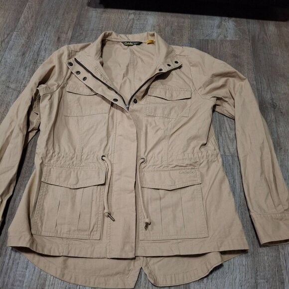 Cabela's Jackets & Blazers - Cabelas Classic Fit Khaki Utility Jacket Drawstring Waist Outdoor Adventure Wear